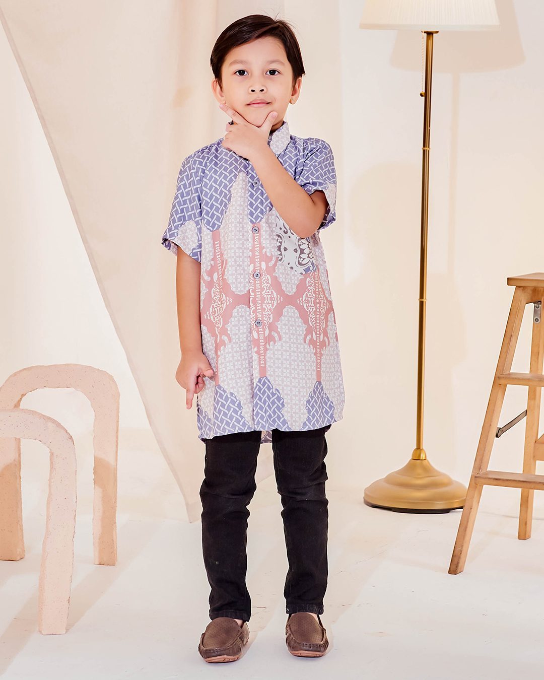 Kurta Short Sleeves Eshal Kids - Pigeon Blue