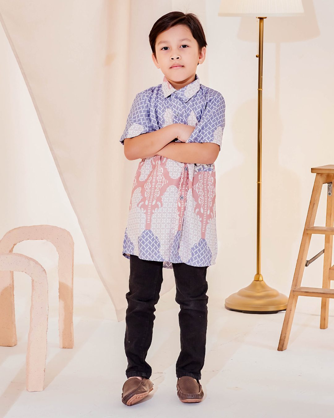 Kurta Short Sleeves Eshal Kids - Pigeon Blue