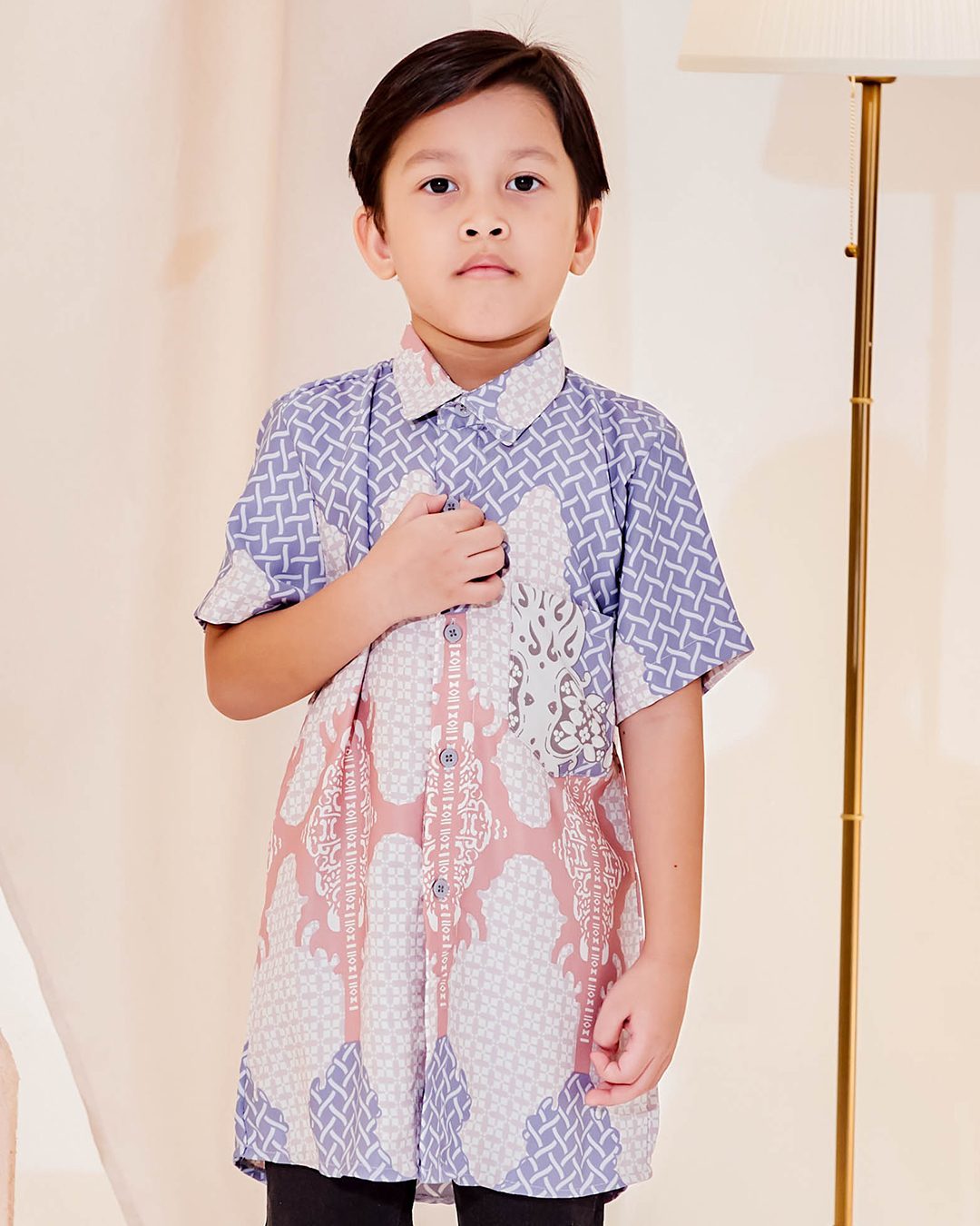 Kurta Short Sleeves Eshal Kids - Pigeon Blue