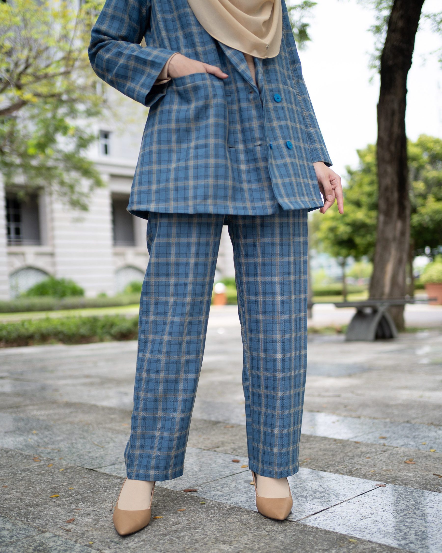 Pants Chekered Lacie Laluna X MCC - Azure Blue