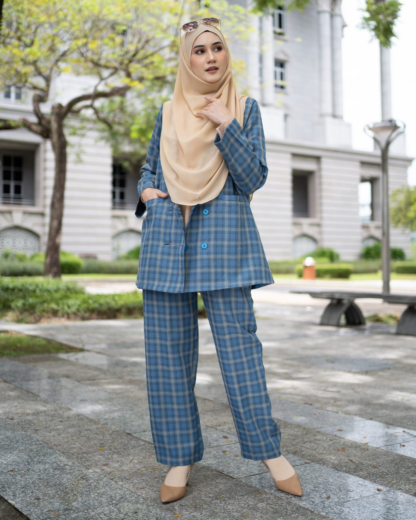 Pants Chekered Lacie Laluna X MCC - Azure Blue