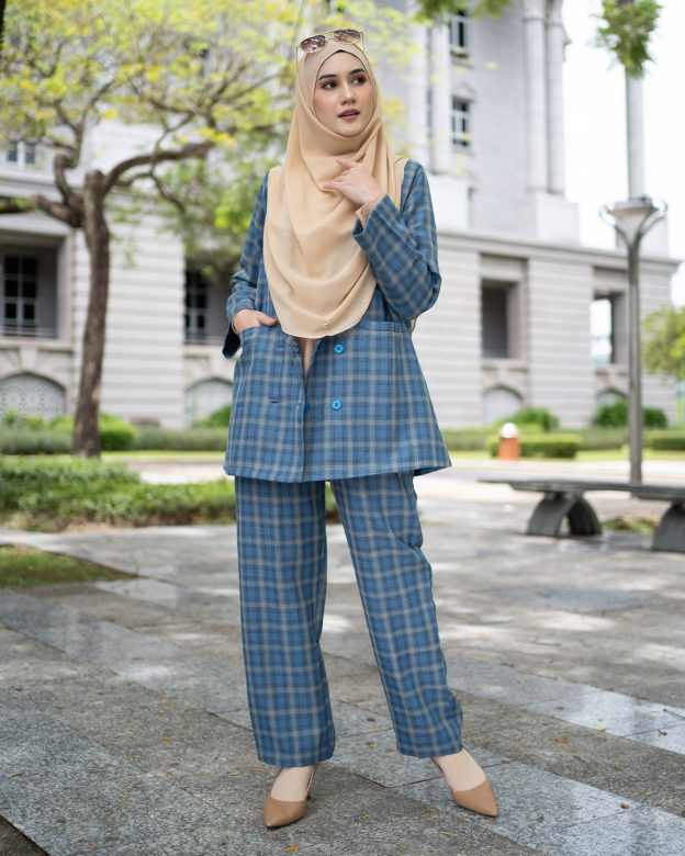 Pants Chekered Lacie Laluna X MCC - Azure Blue