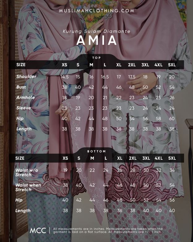 Baju Kurung Sulam Diamante Amia - Tea Minty