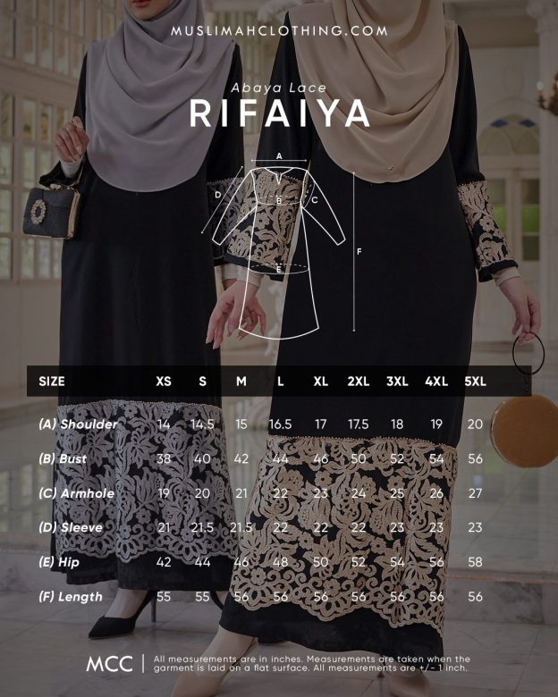 Abaya Lace Rifaya - Gold Black