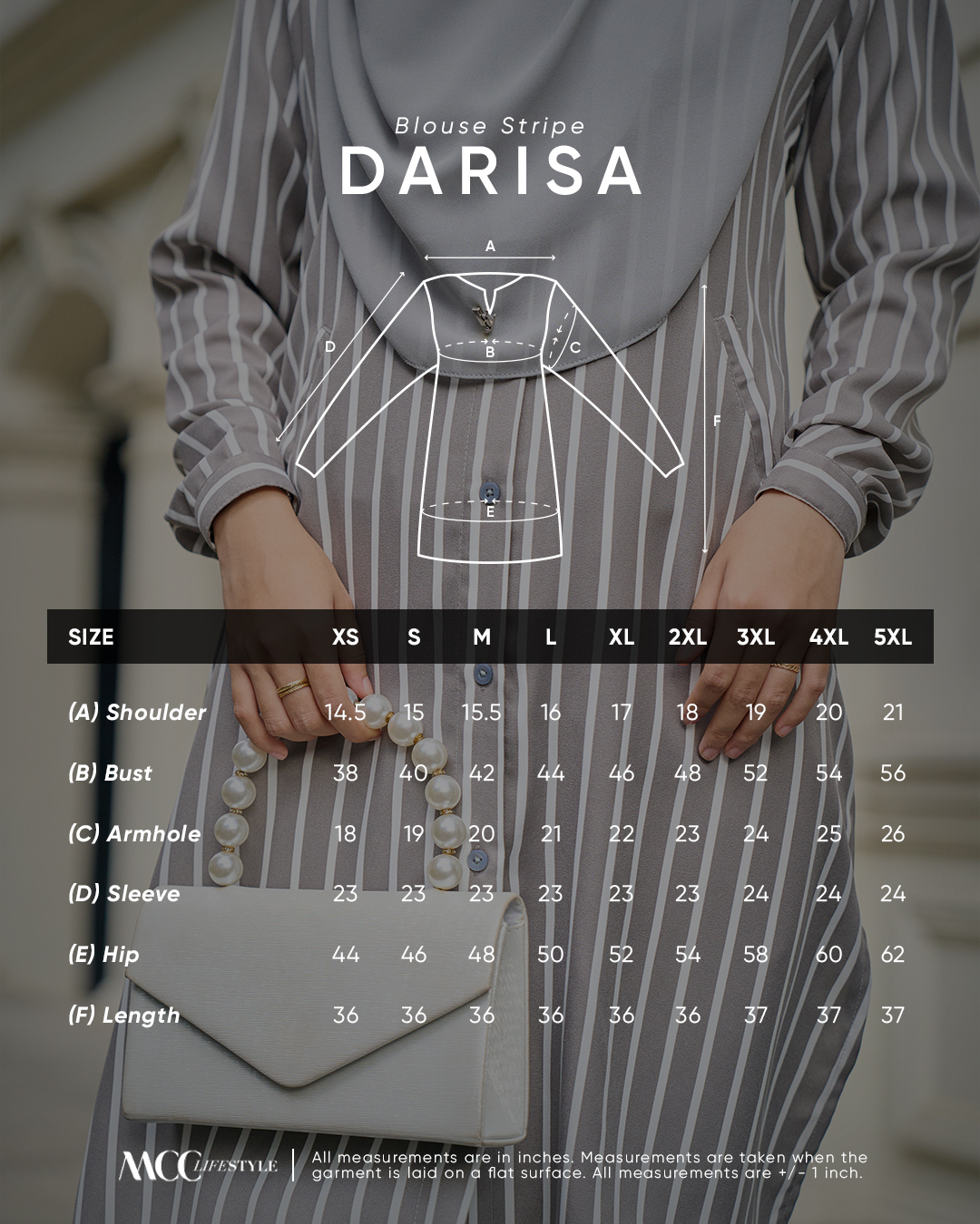 Blouse Darisa Stripe - Dusty Grey