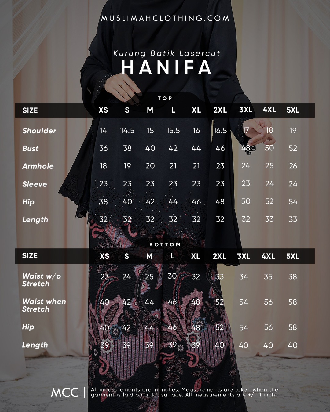 Baju Kurung Batik Lasercut Hanifa - Matte Black