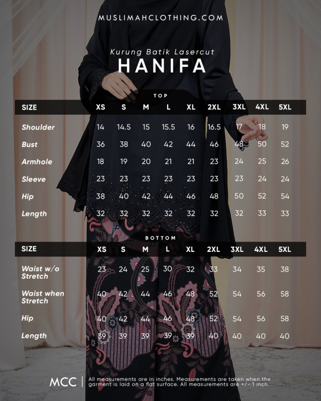 Baju Kurung Batik Lasercut Hanifa - Matte Black