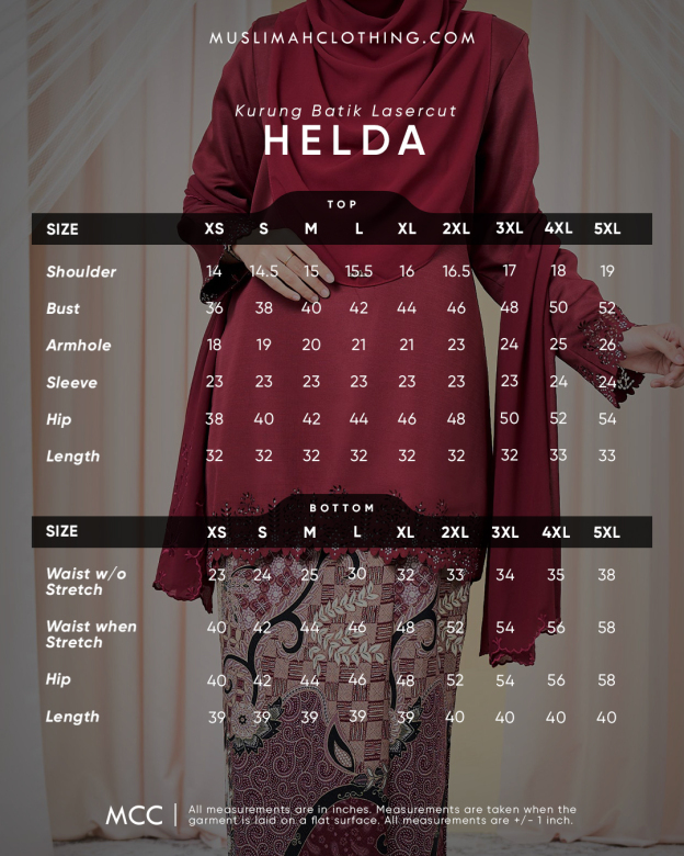 Baju Kurung Batik Lasercut Helda - Maroon