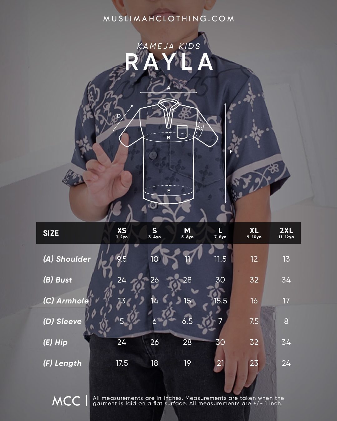 Baju Kemeja Short Sleeves Rayla Kids - Greyish Blue
