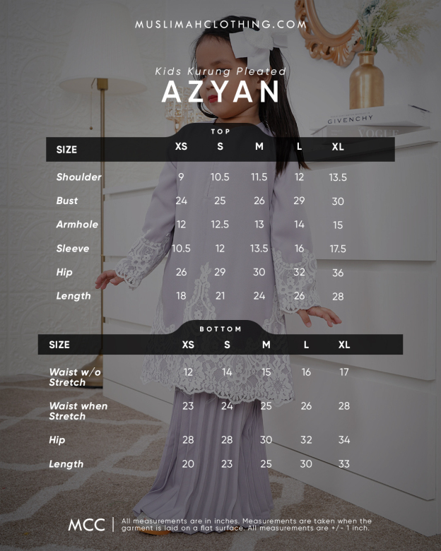 Baju Kurung Pleated Azyan Kids - Deep Black
