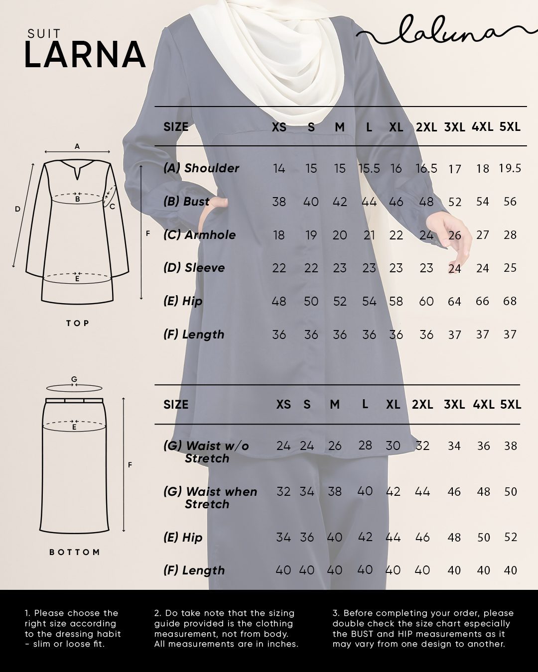 Suit Larna Laluna X MCC - Navy Blue