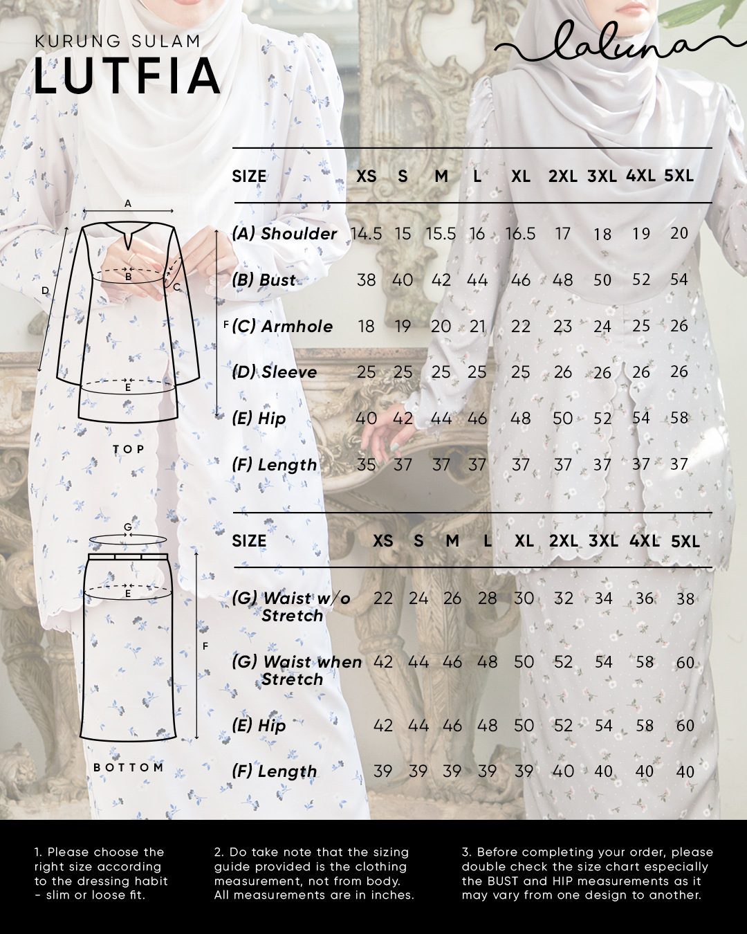 Baju Kurung Sulam Lutfia Laluna X MCC - Daisy Pewter Grey
