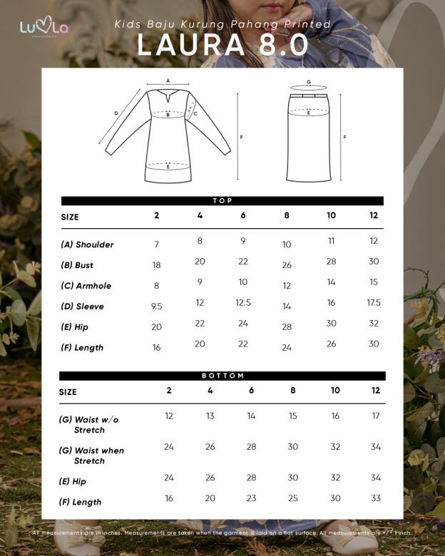 Baju Kurung Pahang Laura Printed Kids 8.0