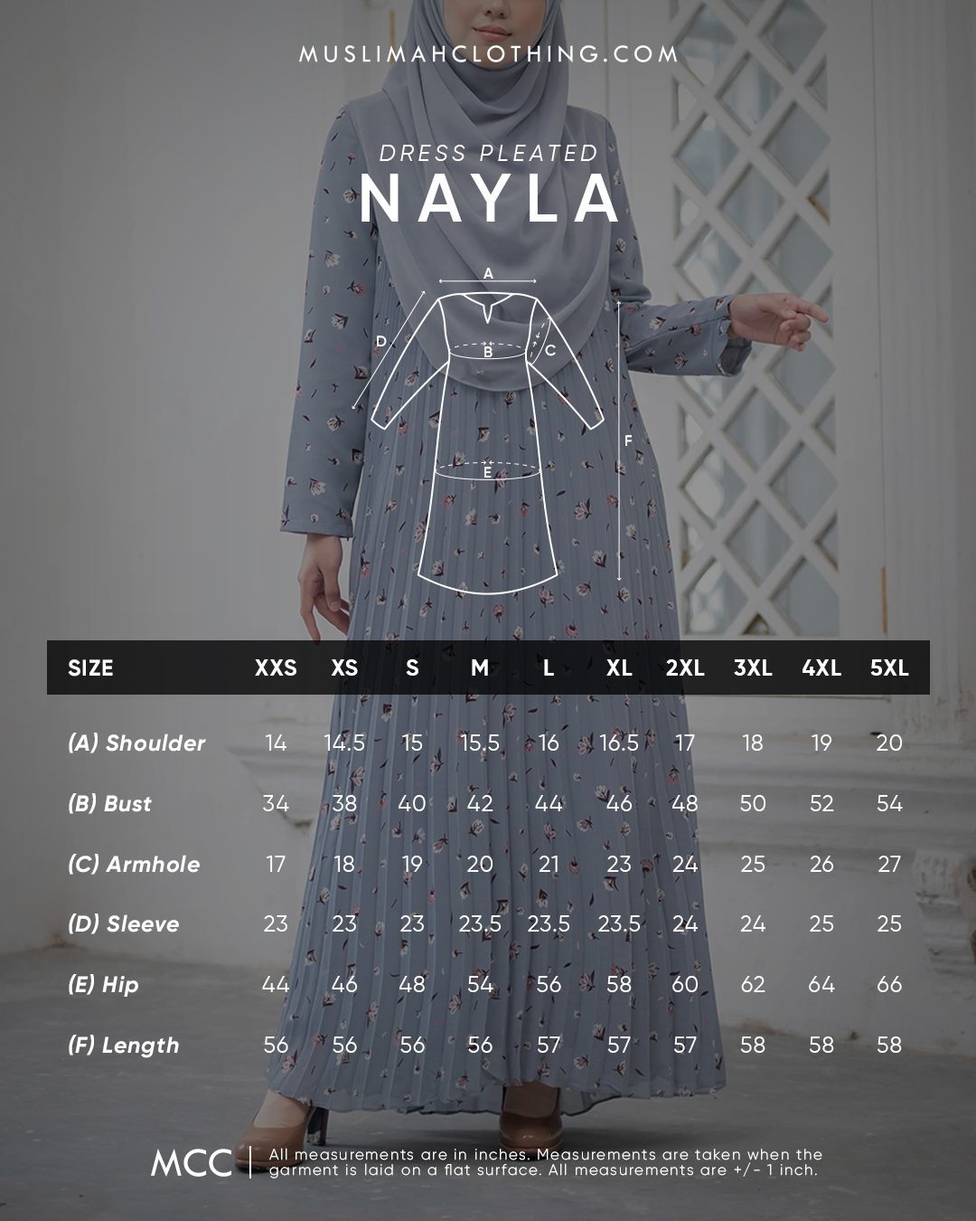 Dress Pleated Naylaa - Blueish Grey