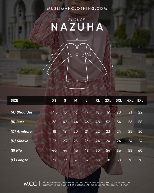 Blouse Nazuha - Coral Plaid