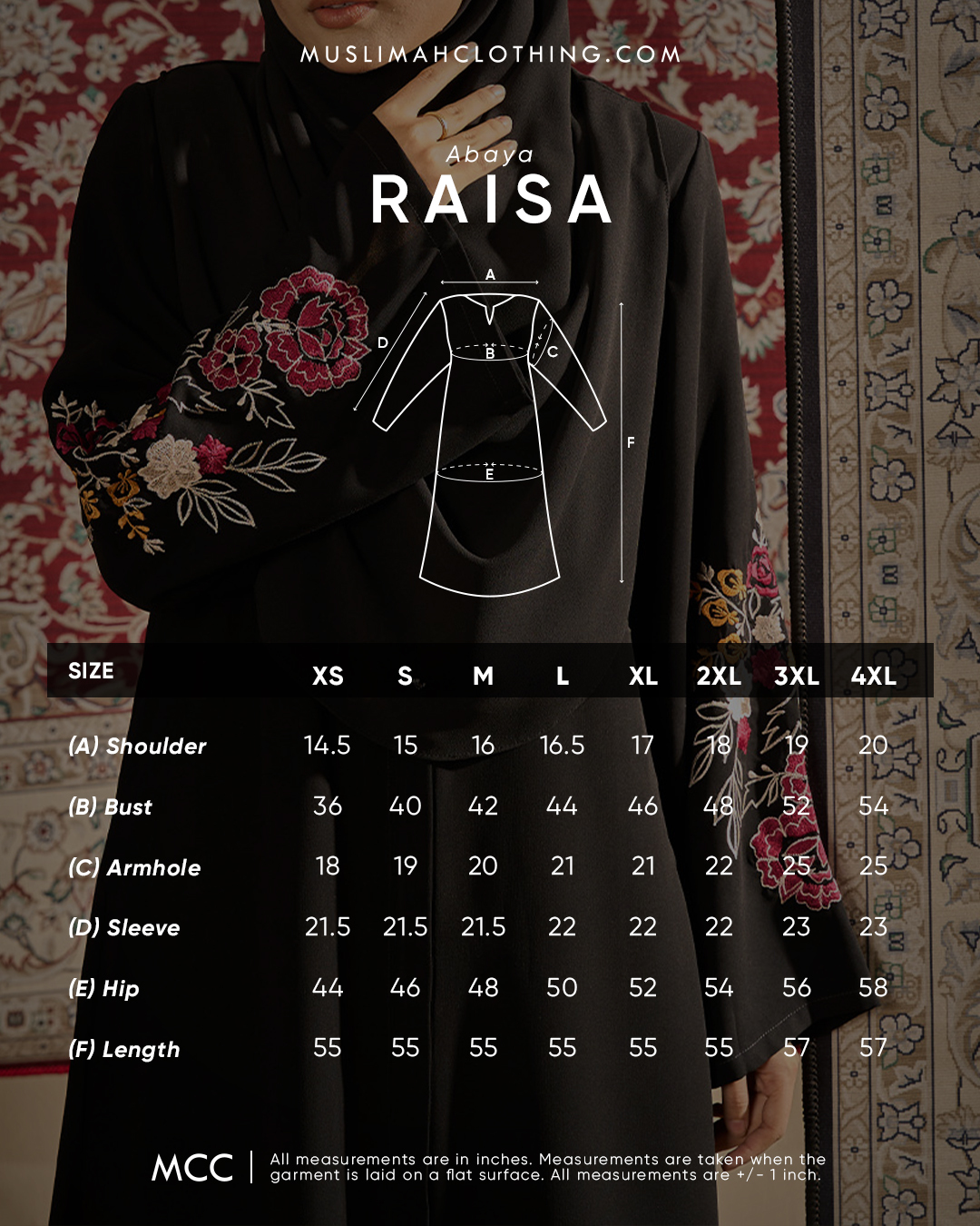 Abaya Sulam Raisa - Black Garden
