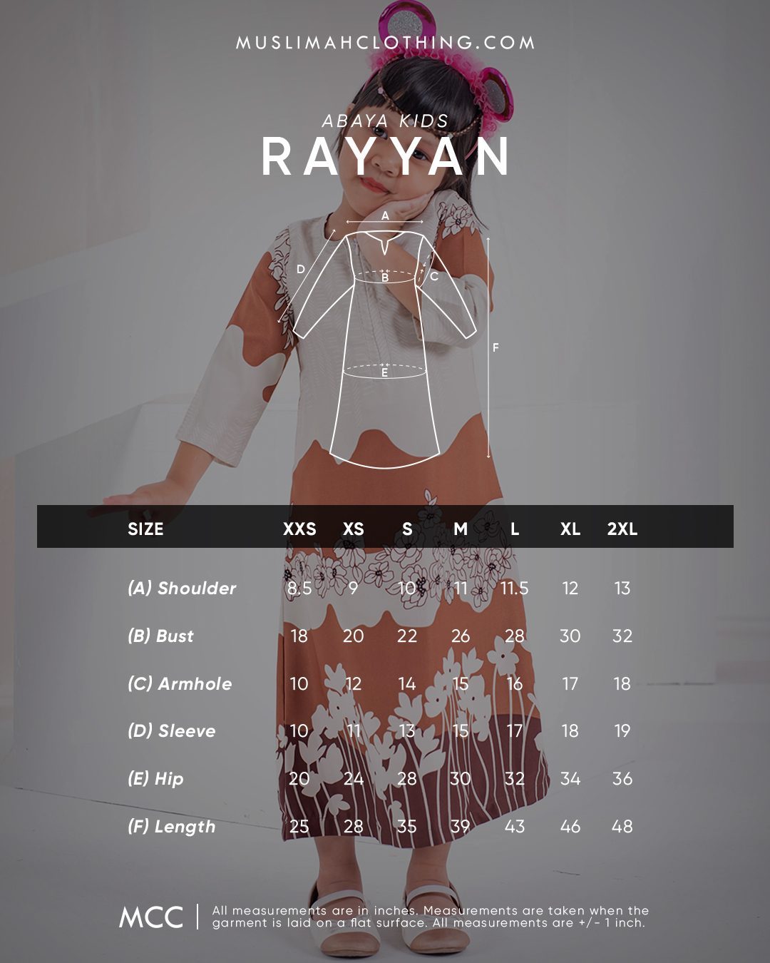 Abaya Rayyan Kids - Caramel Brown