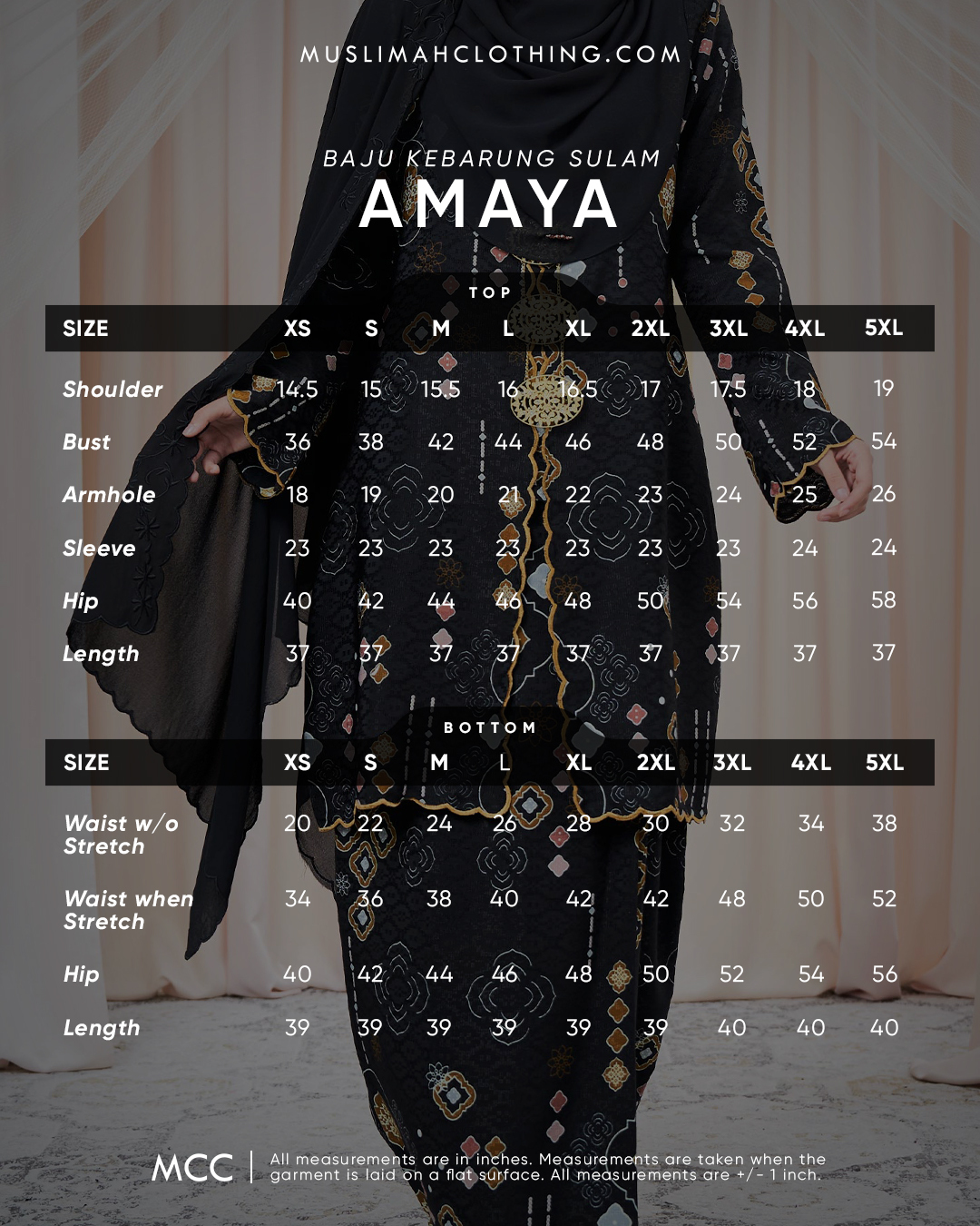 Baju Kebarung Sulam Batik Amaya - Wonder Black