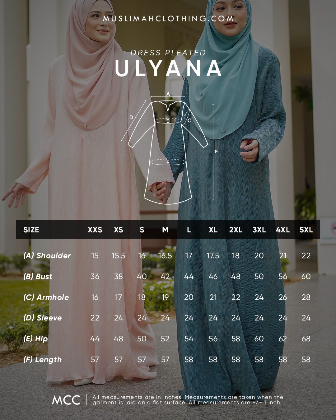 Abaya Pleated Ulyana - Turquoise