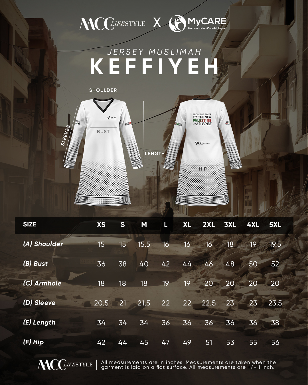 Muslimah Jersey MCC Lifestyle X MyCare - Keffiyeh Palestine