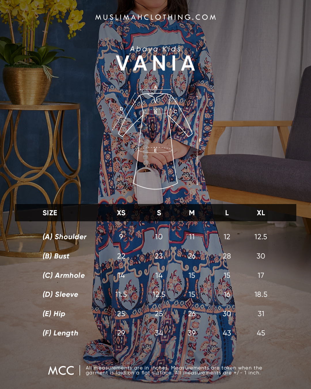 Abaya Printed Vania Kids – Shadow Pewter