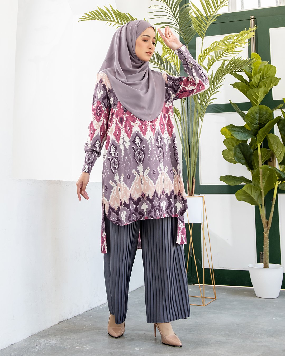Blouse Tie Dye Fia - Mauve Purple
