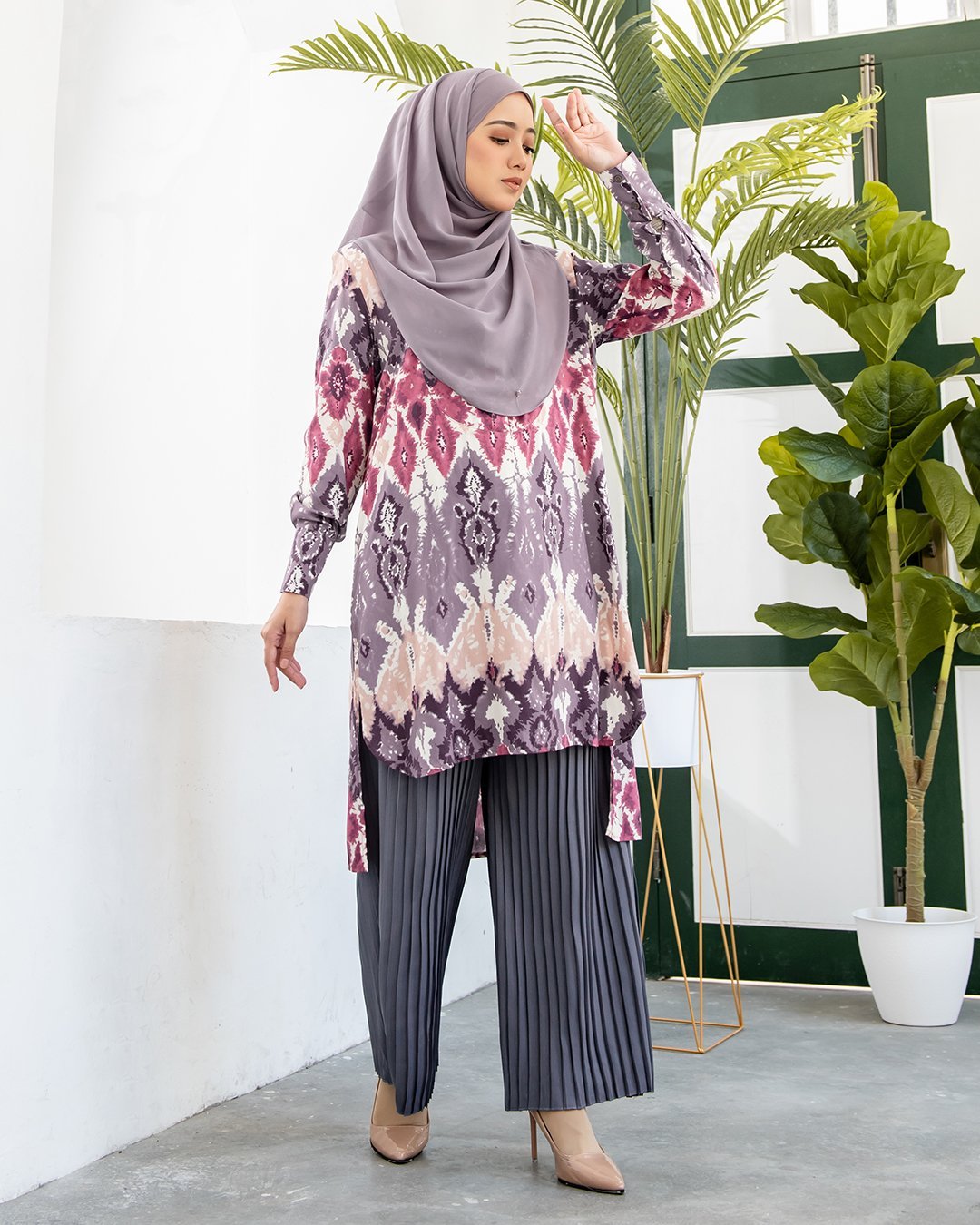 Blouse Tie Dye Fia - Mauve Purple