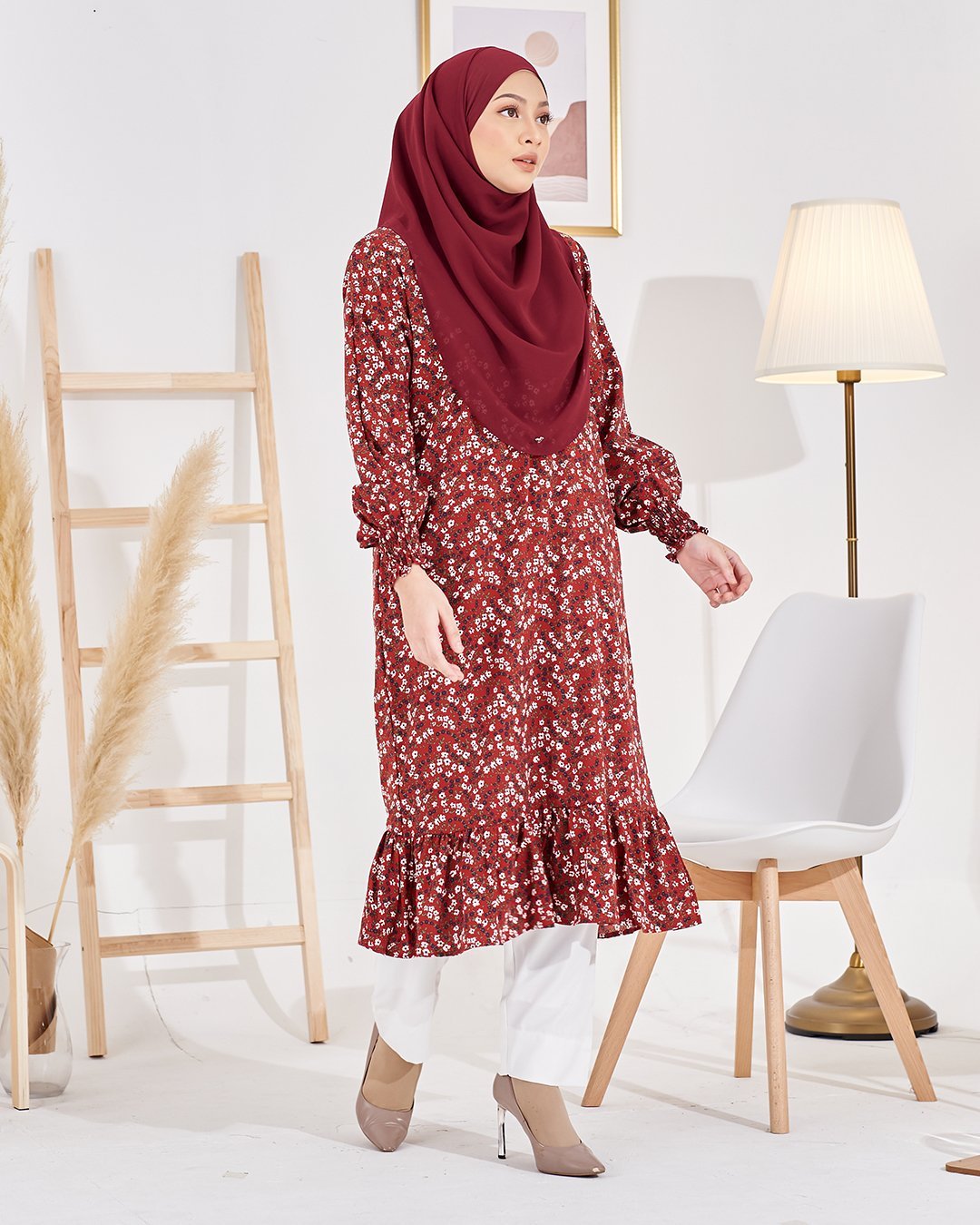 Medi Dress Lashira Laluna X MCC - Brownie Maroon