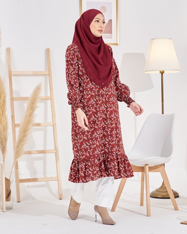 Medi Dress Lashira Laluna X MCC - Brownie Maroon