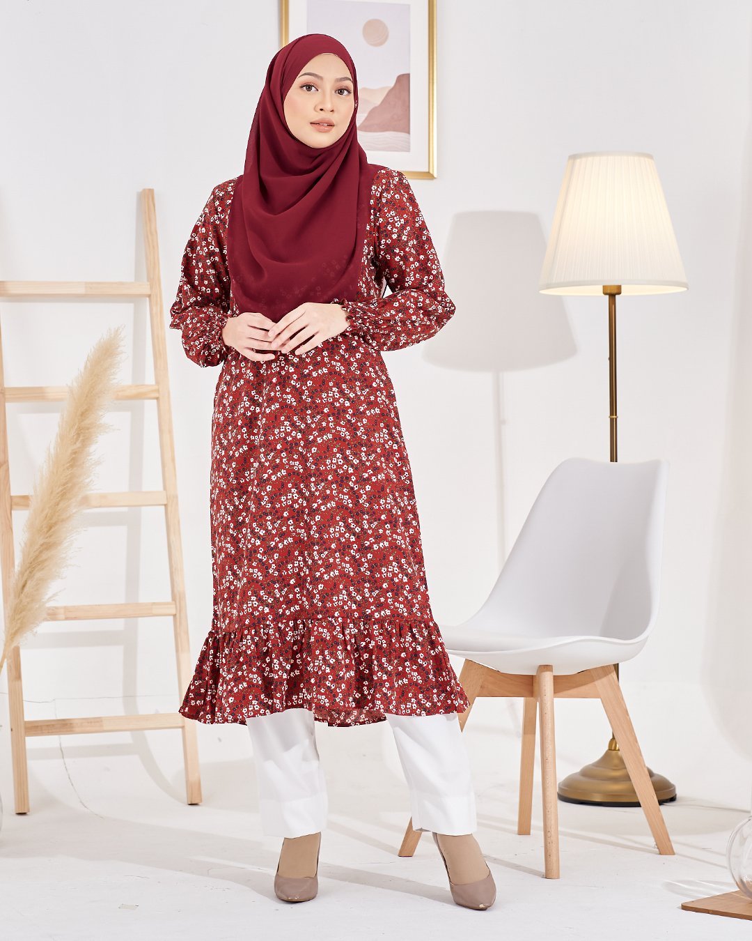 Medi Dress Lashira Laluna X MCC - Brownie Maroon
