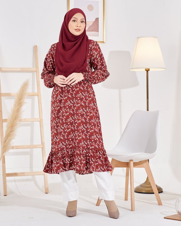 Medi Dress Lashira Laluna X MCC - Brownie Maroon