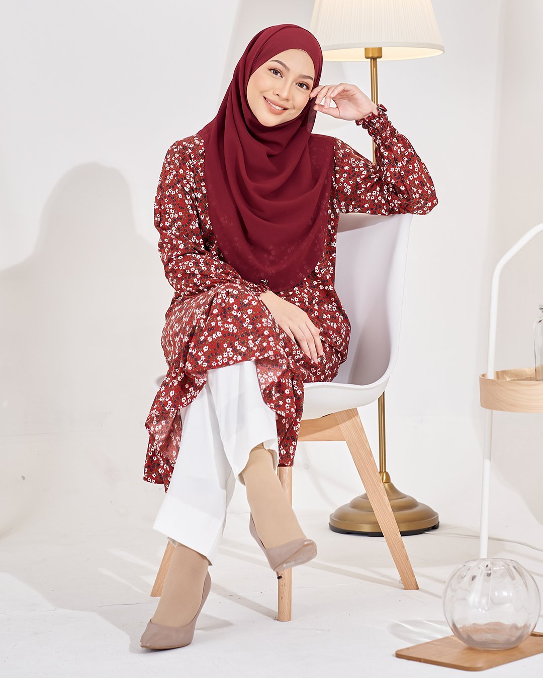 Medi Dress Lashira Laluna X MCC - Brownie Maroon
