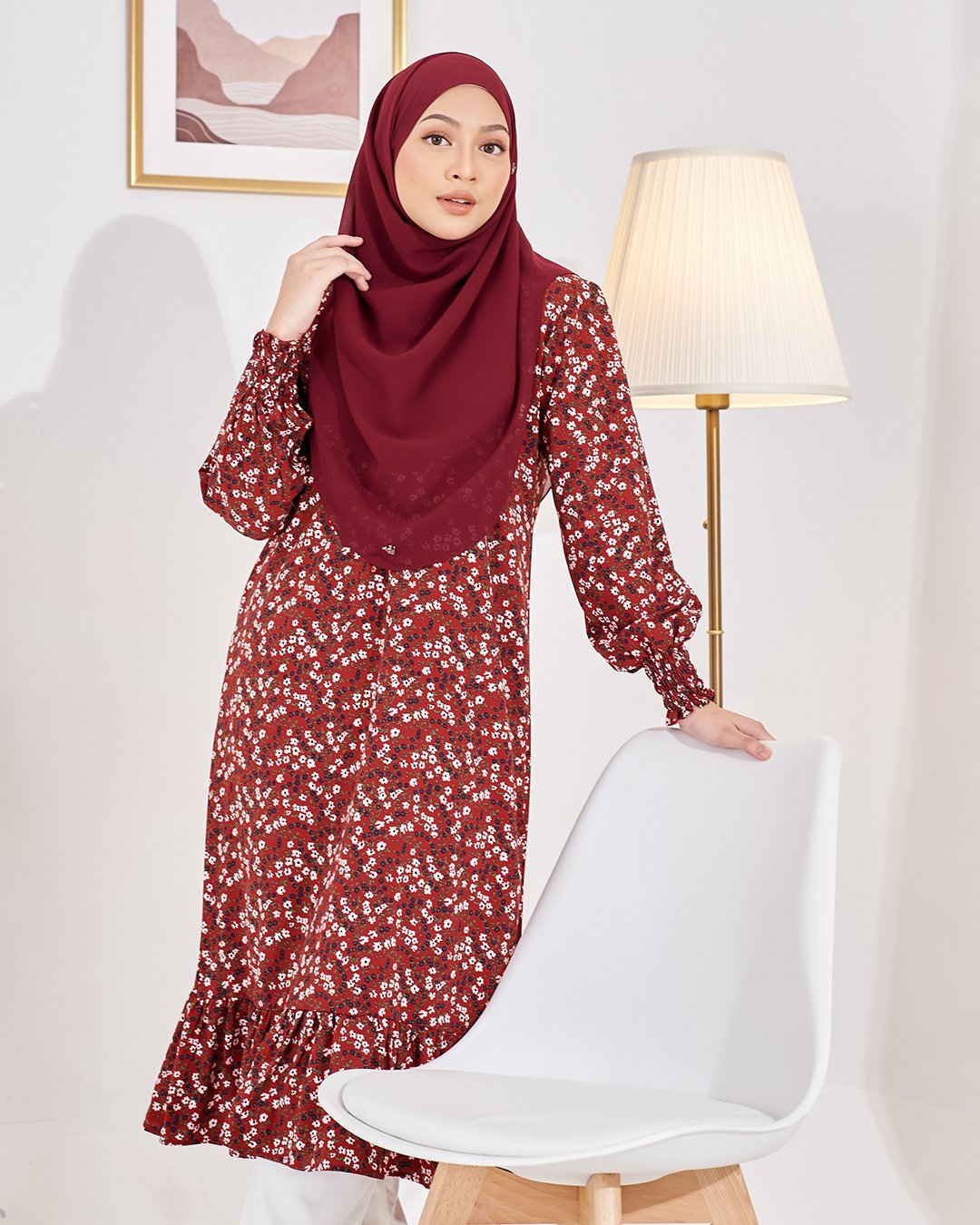 Medi Dress Lashira Laluna X MCC - Brownie Maroon