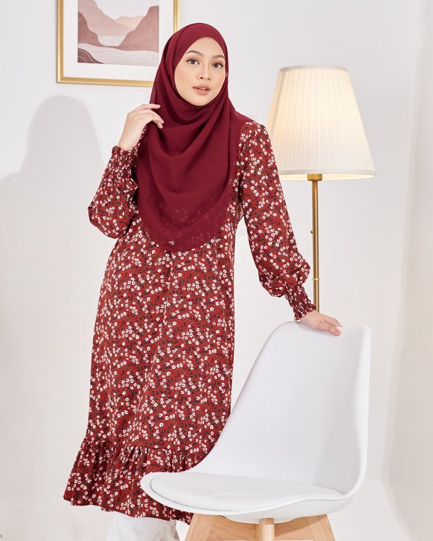 Medi Dress Lashira Laluna X MCC - Brownie Maroon