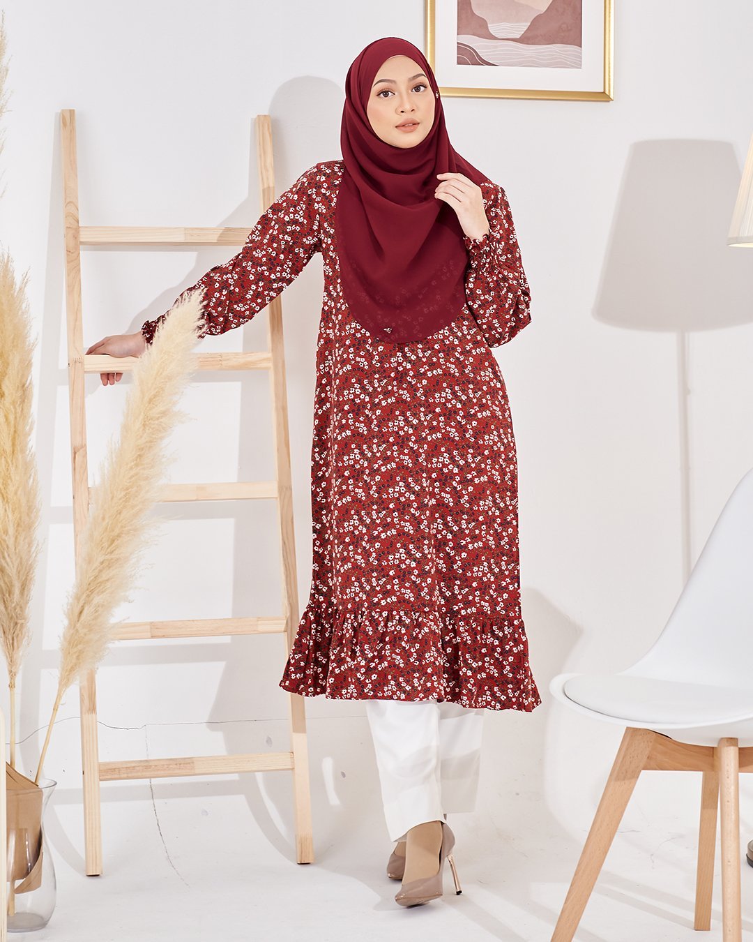 Medi Dress Lashira Laluna X MCC - Brownie Maroon