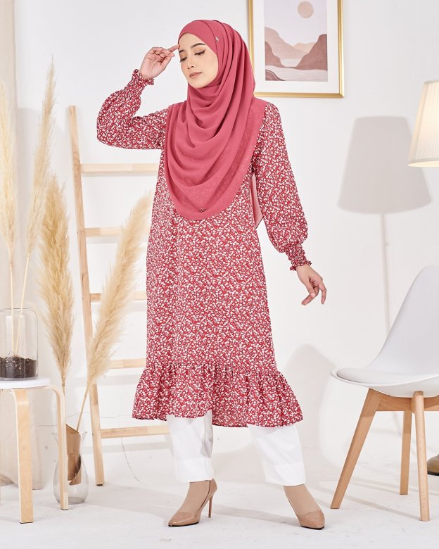 Medi Dress Lashira Laluna X MCC - Cherry Pink