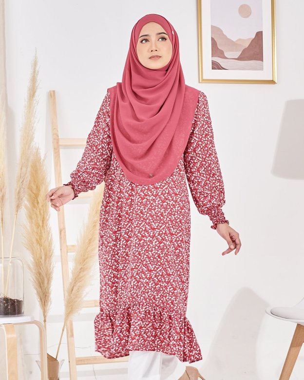 Medi Dress Lashira Laluna X MCC - Cherry Pink