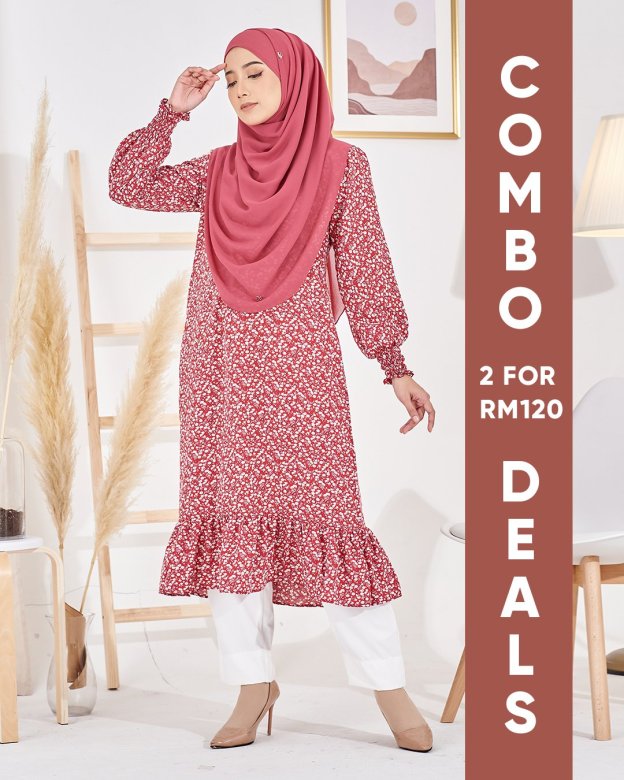 Medi Dress Lashira Laluna X MCC - Cherry Pink