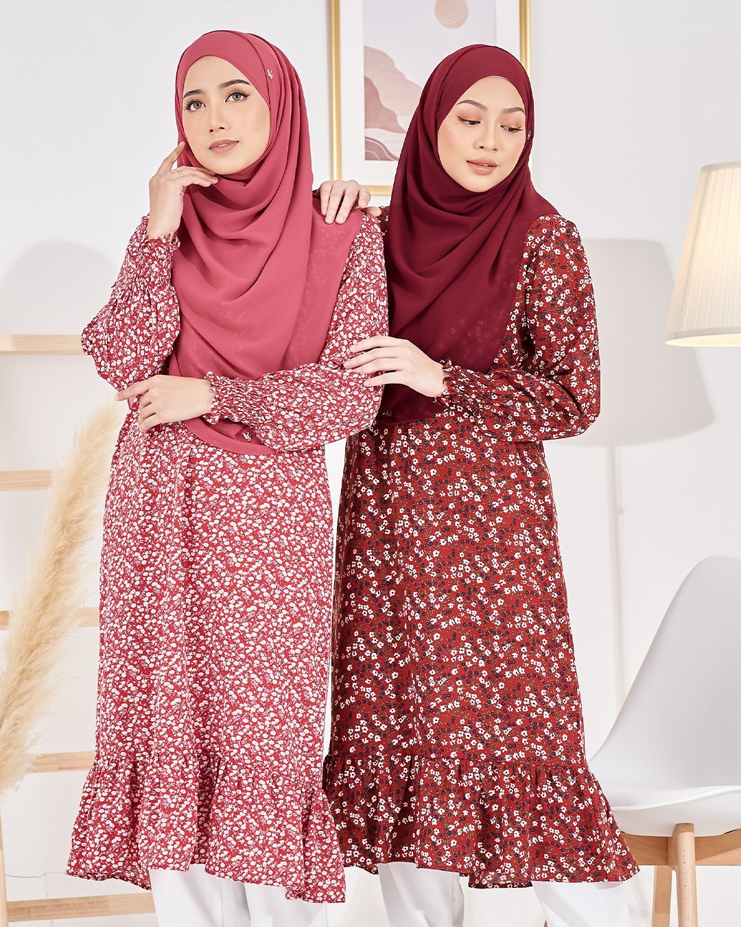 Medi Dress Lashira Laluna X MCC - Cherry Pink