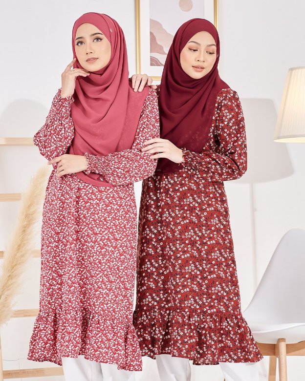 Medi Dress Lashira Laluna X MCC - Cherry Pink