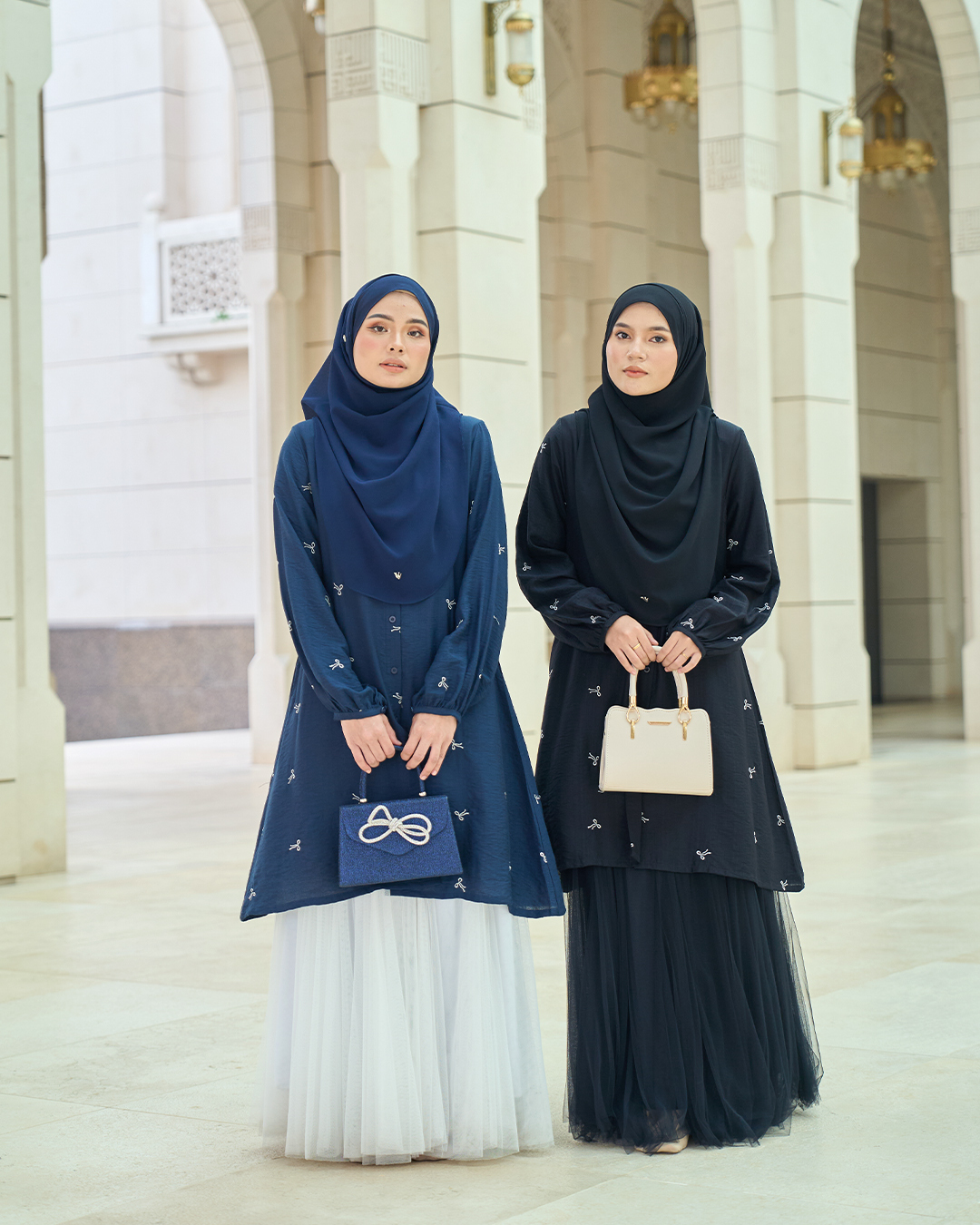 Tunic Coquette Sulam Ribbon Camile - Navy Blue