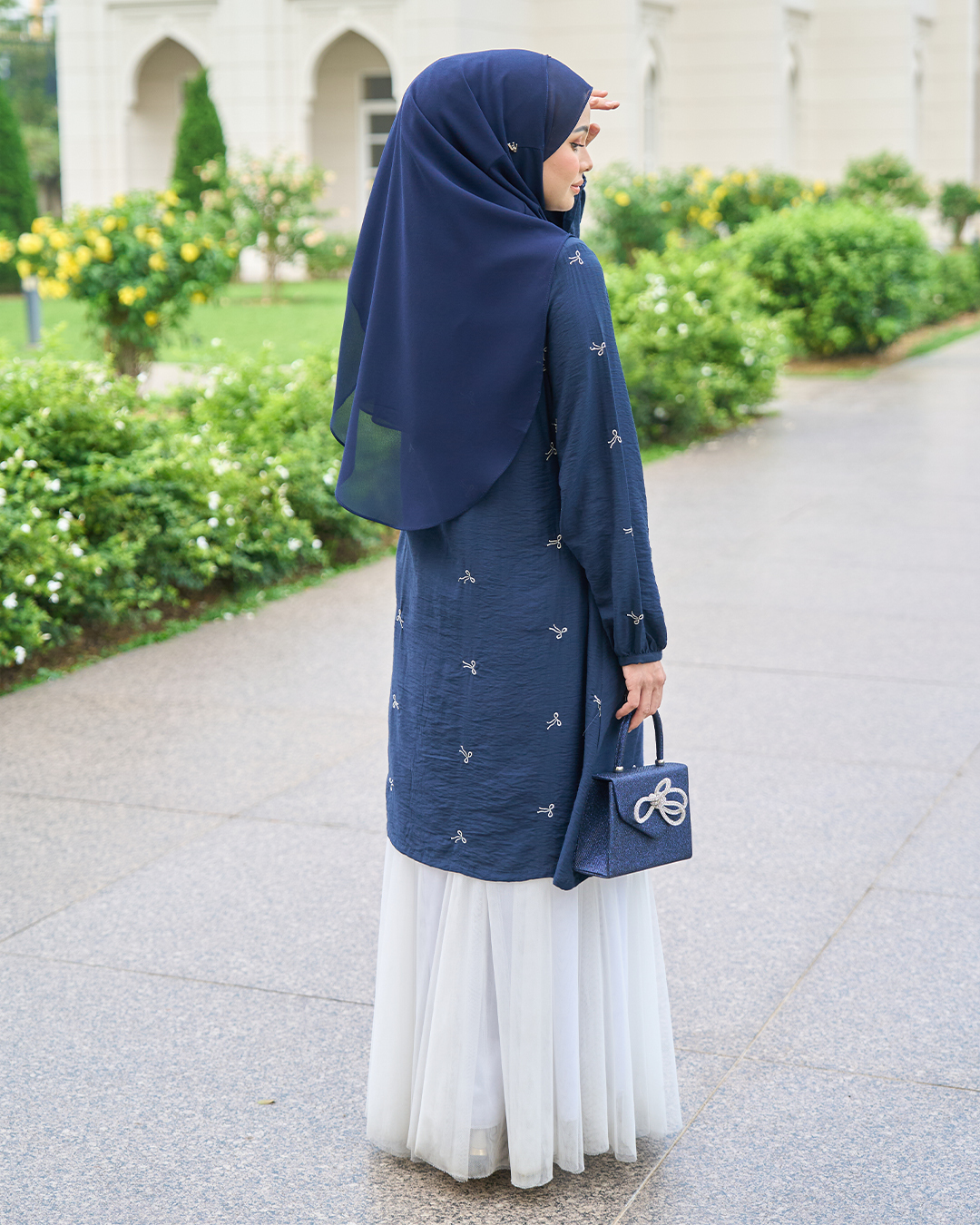 Tunic Coquette Sulam Ribbon Camile - Navy Blue