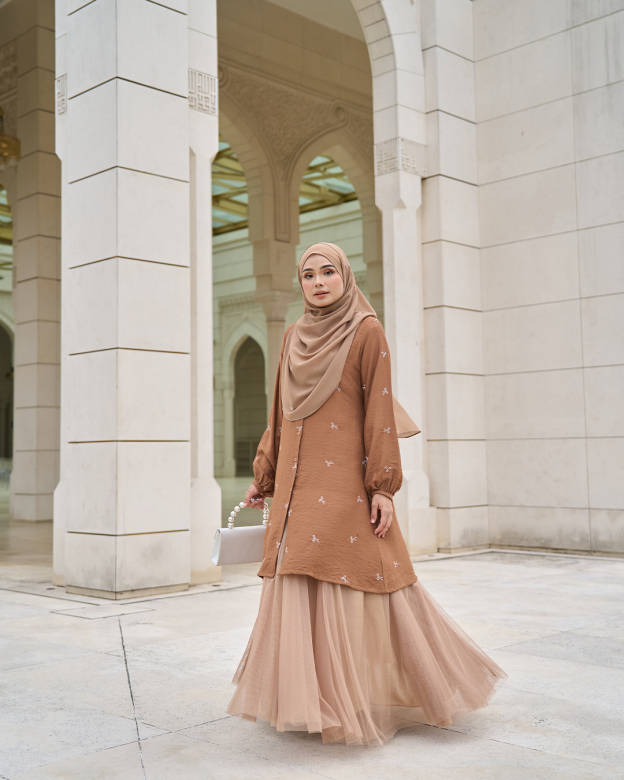 Tunic Coquette Sulam Ribbon Camile - Pecan Brown