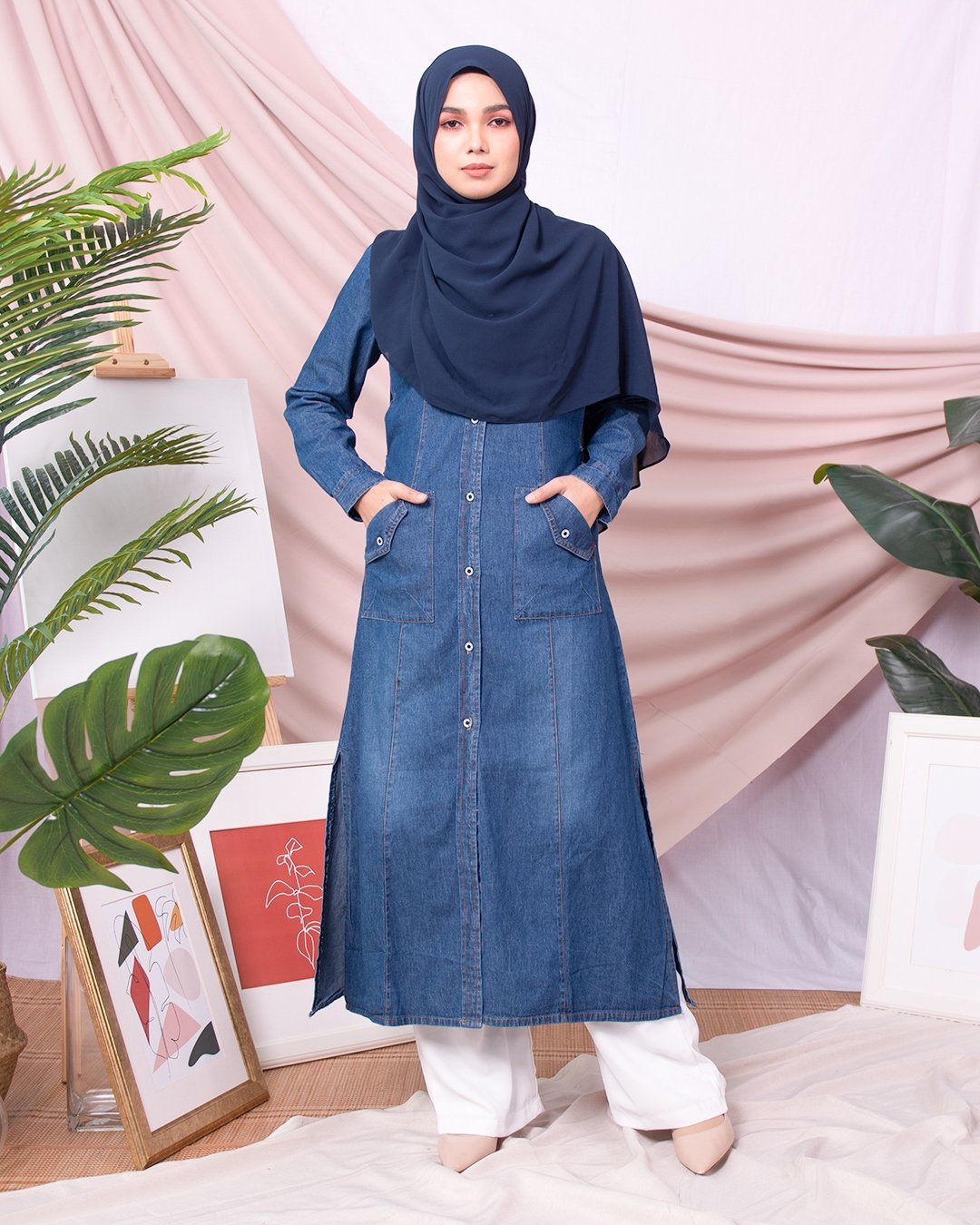 Dress Medi Denim Dafa - Light Ocean