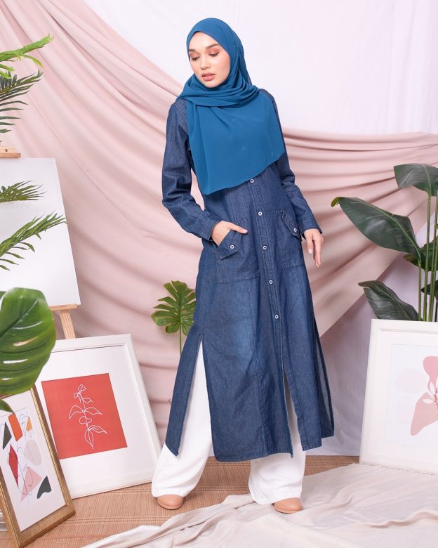 Dress Medi Denim Dafa - Midnight Blue