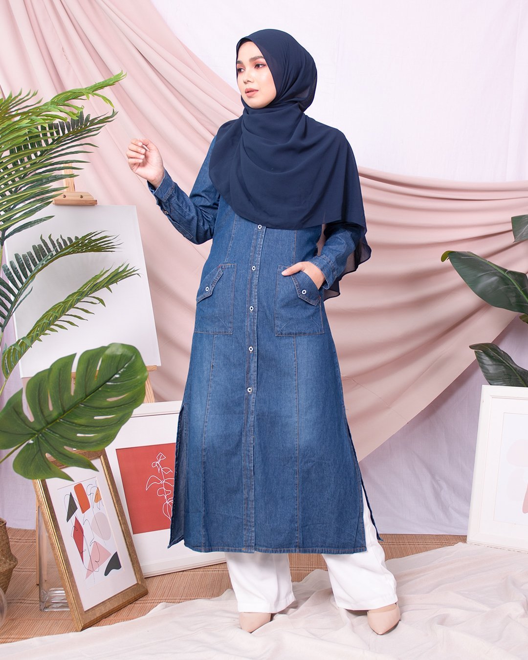 Dress Medi Denim Dafa - Light Ocean