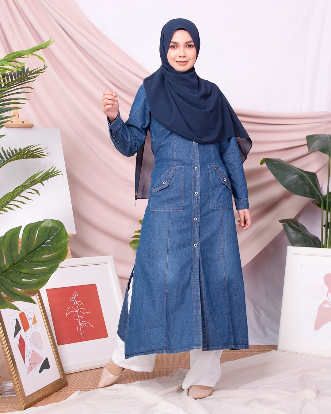 Dress Medi Denim Dafa - Light Ocean