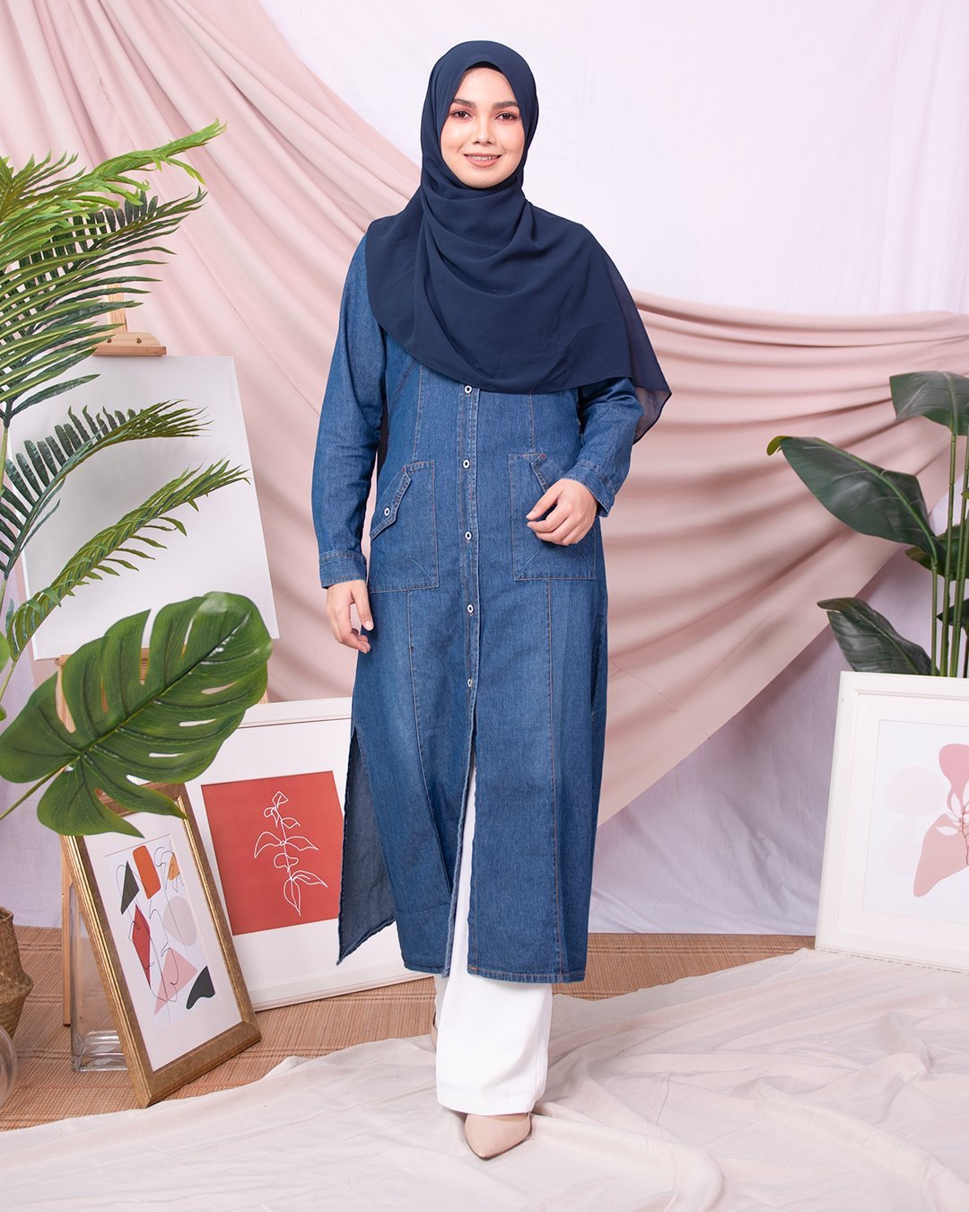 Dress Medi Denim Dafa - Light Ocean