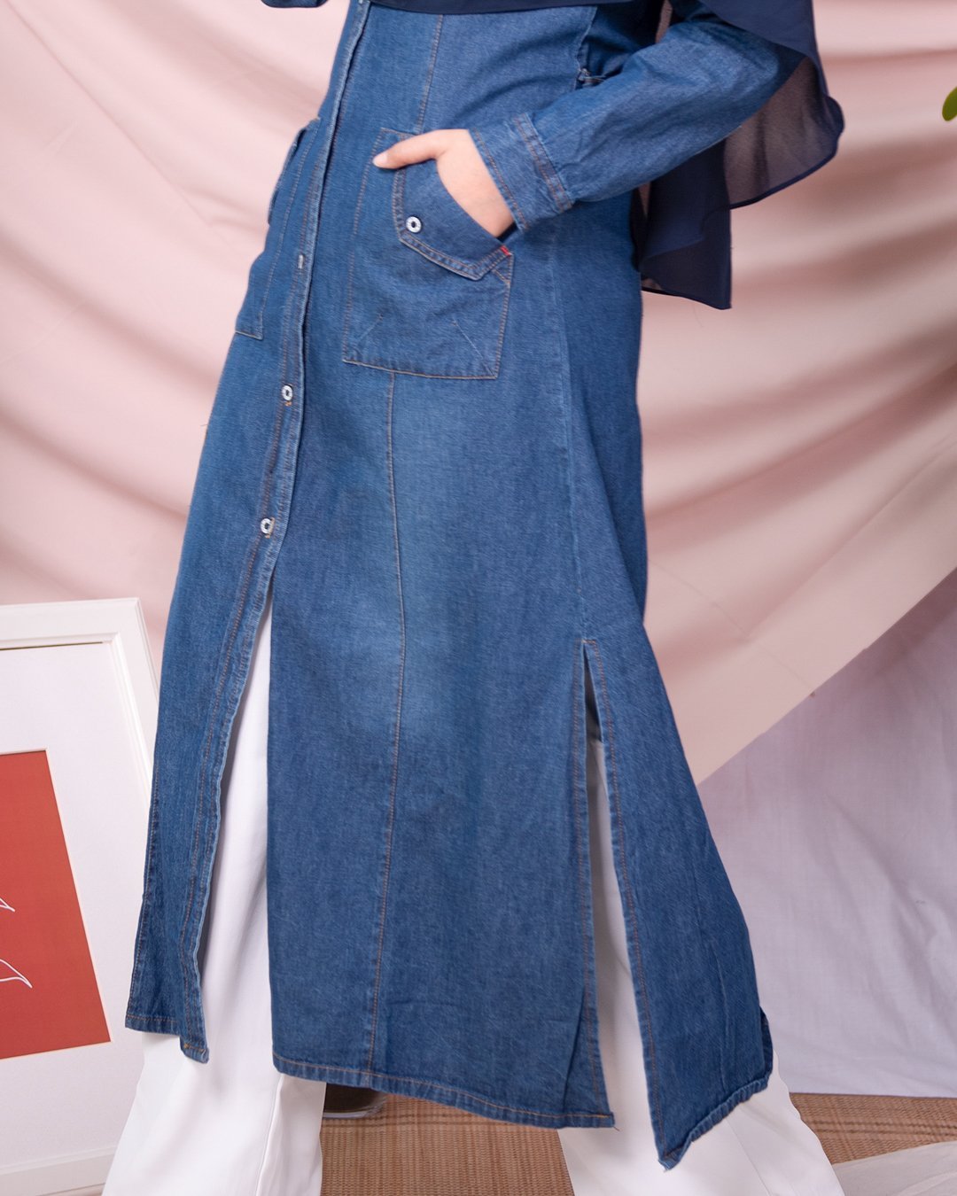 Dress Medi Denim Dafa - Light Ocean