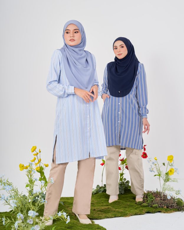Tunic Denim Dhalia Stripe - Greyish Blue